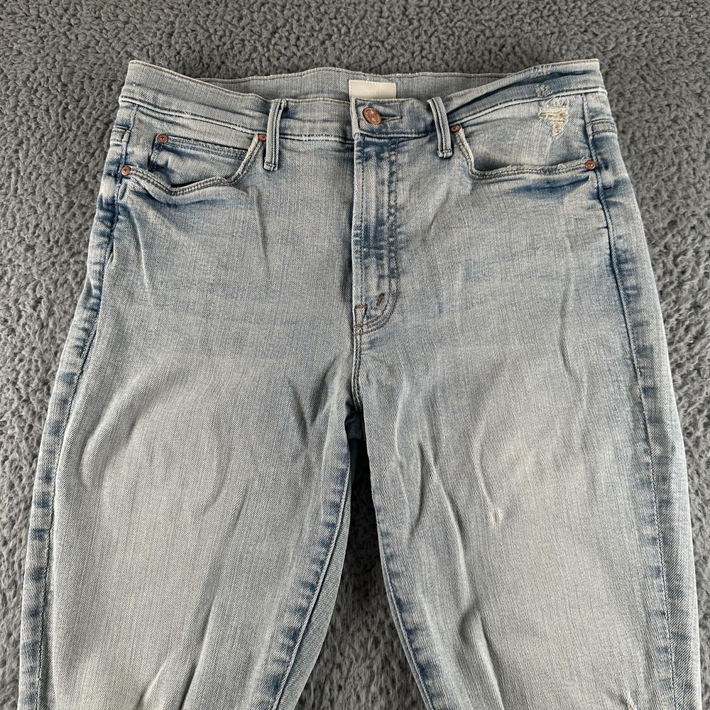 Mother Stunner Zip Ankle Step Fray Jeans Womens 28 Blue Mid Rise Distressed USA - Picture 2 of 15